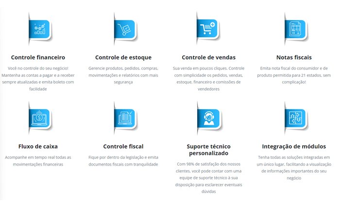 Simplicidade no painel principal no ERP VS Soluções